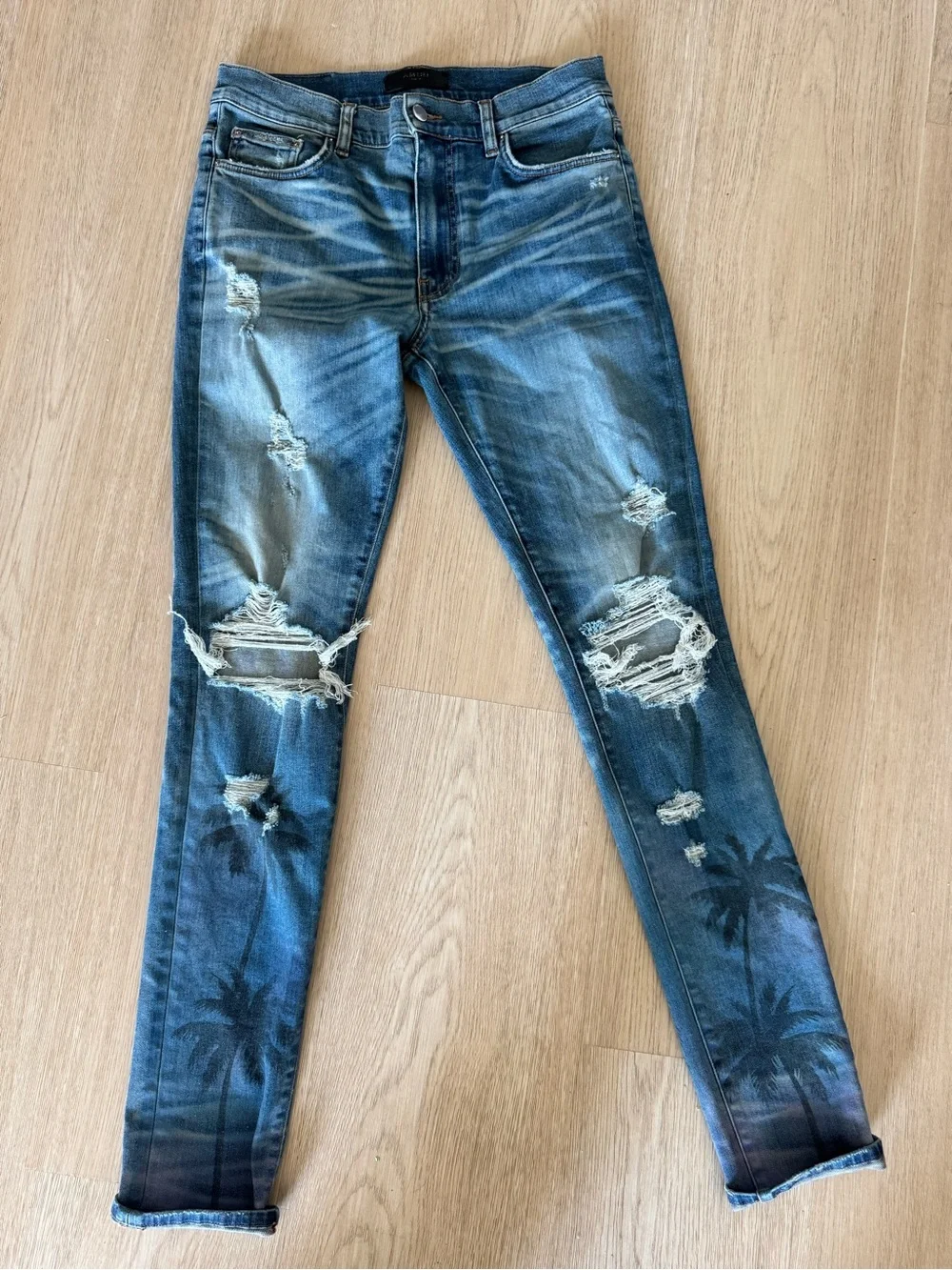 AMIRI Indigo Night Palm Thrasher Jeans Size 32
